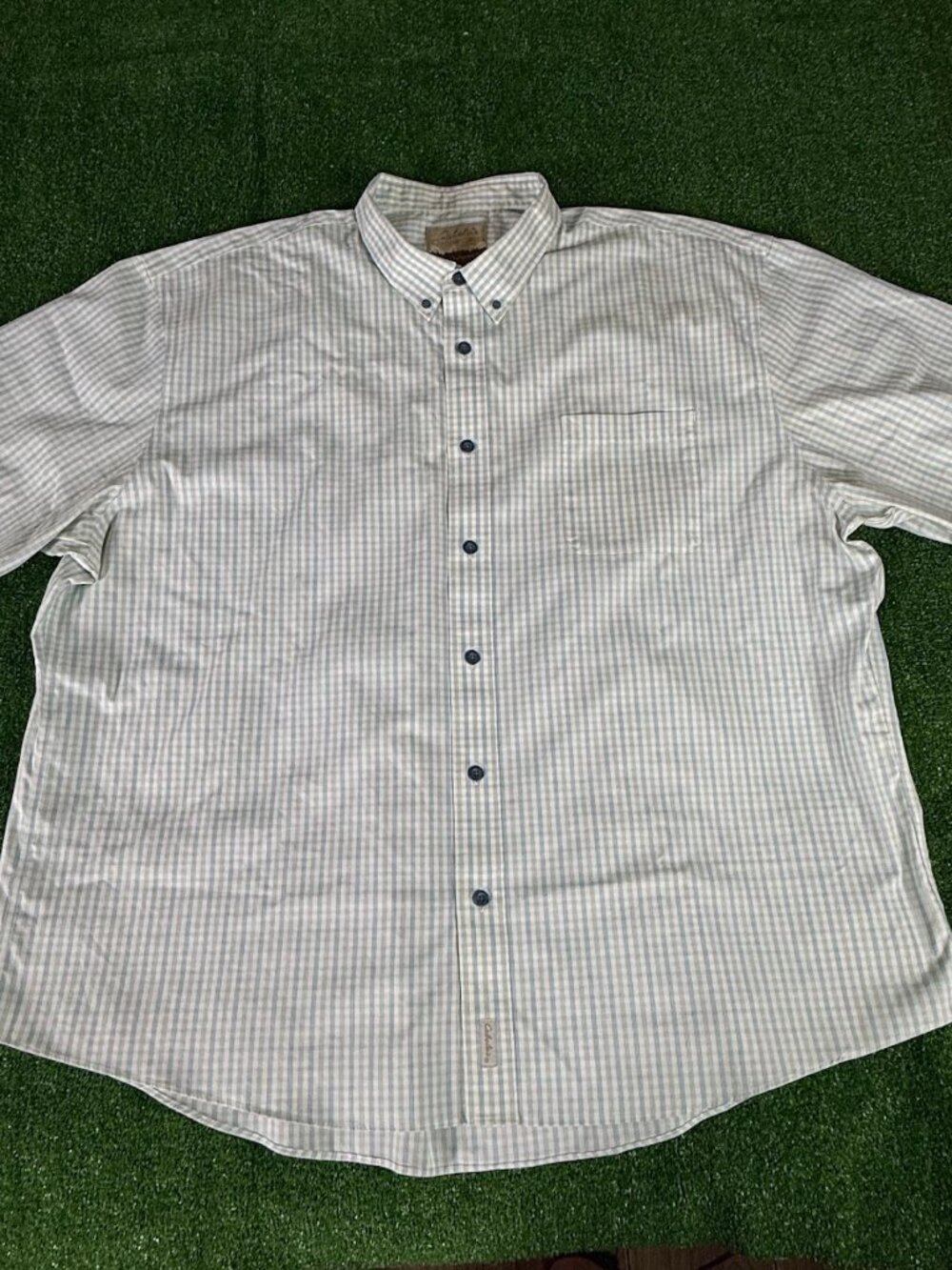 Cabela's Outfitters Plaid Shirt Men's Big 3XL Blue Short Sleeve Button Down